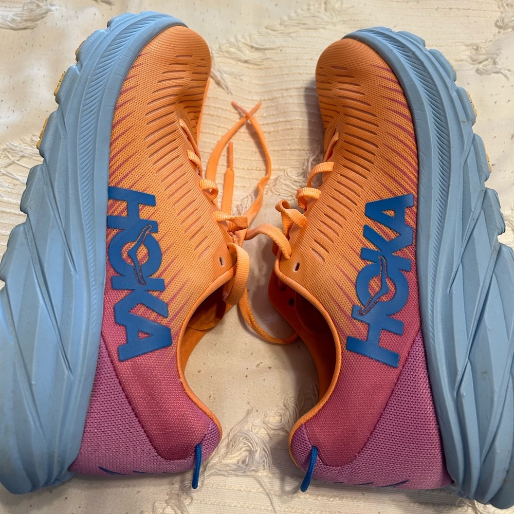 Hoka Rincon Orange and Pink Running Shoes